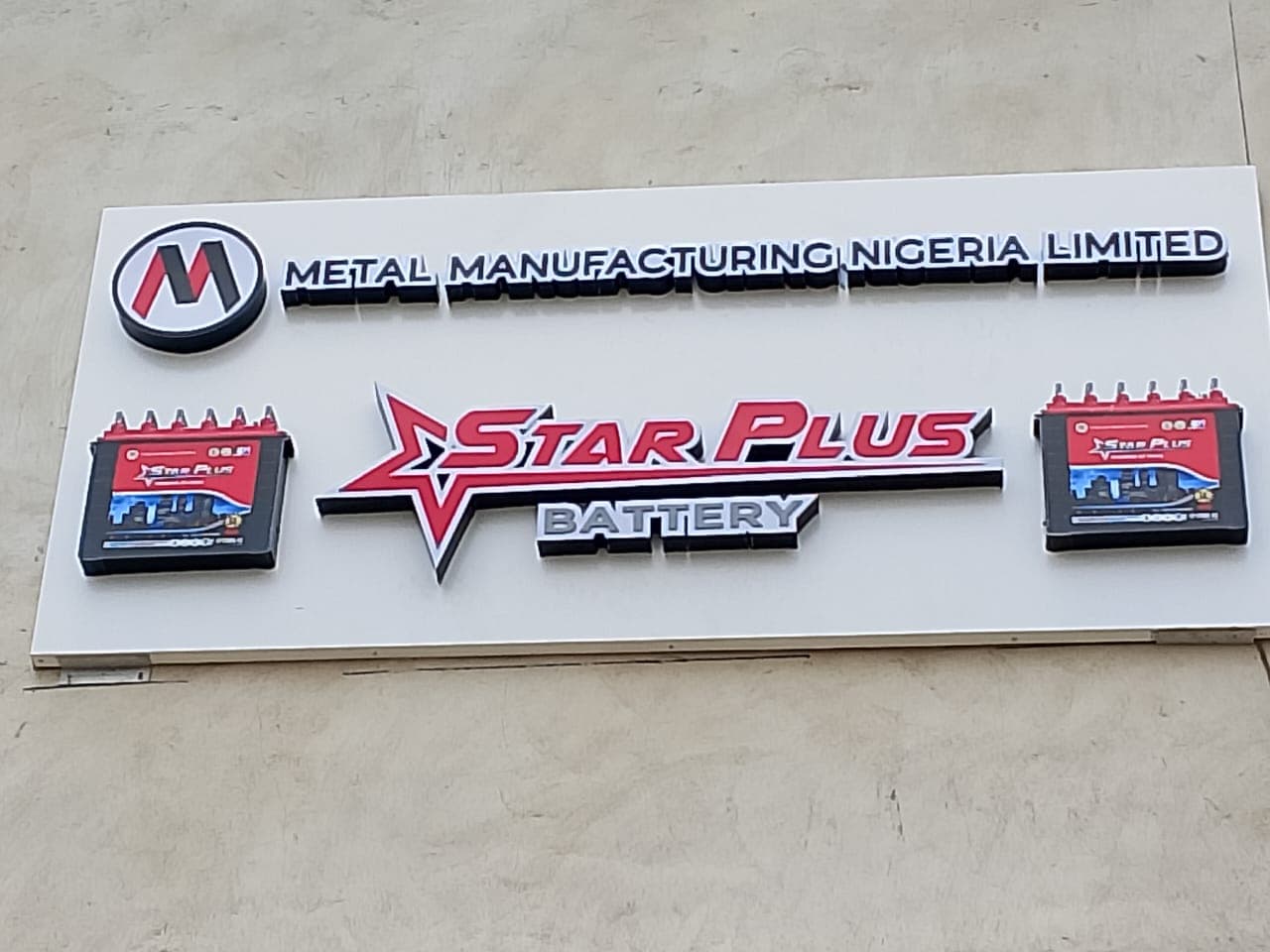 Star Plus Battery Commercial Fascia Signboard fabricated by Adash Exclusive.