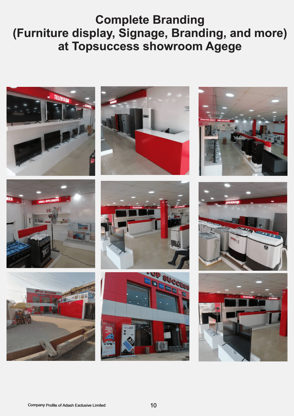 Red and silver aluminium composite facade cladding on Top Success electronics building in Agege Lagos.
